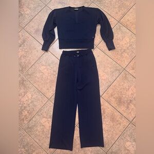 Scotch & Soda Navy blue sweat set size small straight leg v neck modal